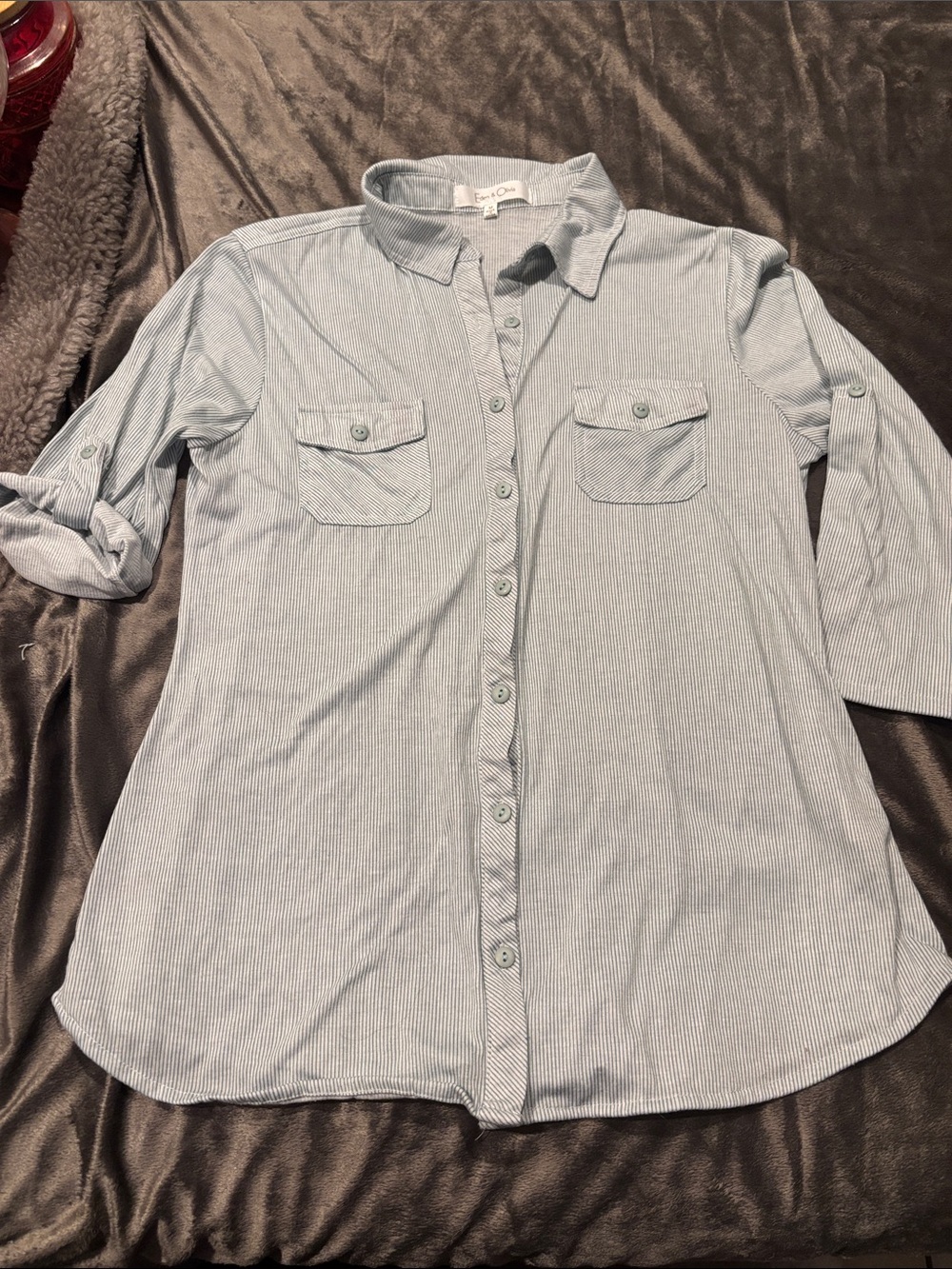 Light Blue Pinstripe Button-Up Shirt